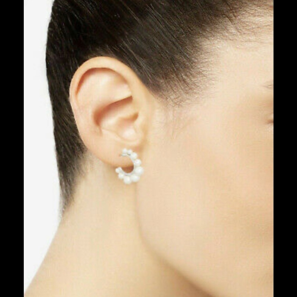 Kate Spade mini hoops faux Pearl earrings